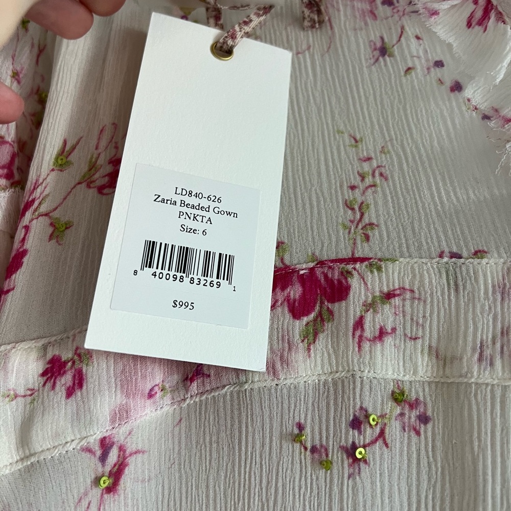 NWT LoveShackFancy 100% Silk Zaria Hand-Dyed Beaded Maxi Dress Gown 6 $995 - Picture 5 of 6